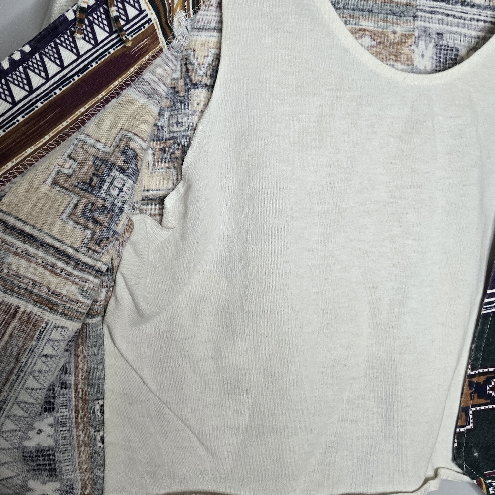 Vintage 90s Backroad Blues‎ Southwestern Vest Sewn Tshirt Crewneck Small Womens - Picture 8 of 10